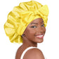 YANIBEST Silk Bonnet for Sleeping Women Satin Bonnet Double Layer Satin Lined Hair Bonnet with Tie Band Curly Hair Blush Pink