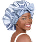 YANIBEST Silk Bonnet for Sleeping Women Satin Bonnet Double Layer Satin Lined Hair Bonnet with Tie Band Curly Hair Blush Pink